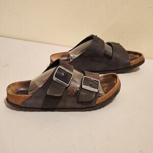 Birkenstock Arizona Sz 37 Mocha Brown Suede Leather Soft Footbed Sandals